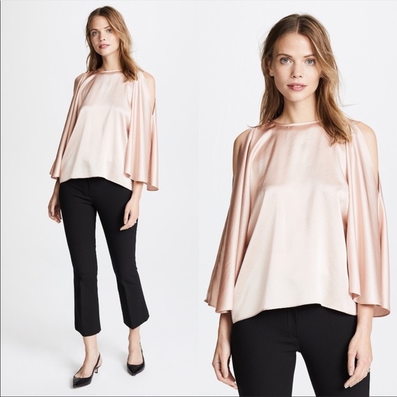 Ramy Brook Tiffany Cold-Shoulder Cape Blouse in Blush - Picture 2 of 8